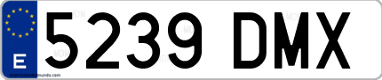 Ejemplo de matrícula de coche ordinaria 5239 DMX