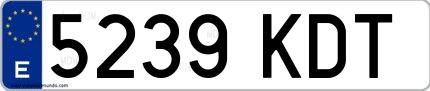 Ejemplo de matrícula española 5239 KDT