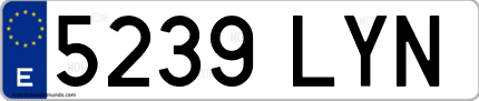 Ejemplo de matrícula de coche ordinaria 5239 LYN