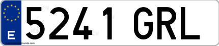 Ejemplo de matrícula de coche ordinaria 5241 GRL
