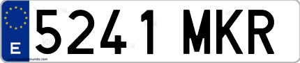 Ejemplo de matrícula de coche ordinaria 5241 MKR