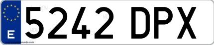 Ejemplo de matrícula española 5242 DPX