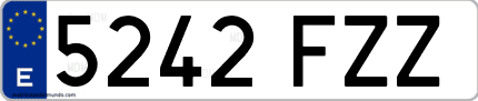 Ejemplo de matrícula de coche ordinaria 5242 FZZ