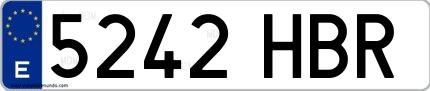 Ejemplo de matrícula española 5242 HBR