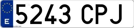 Ejemplo de matrícula de coche ordinaria 5243 CPJ