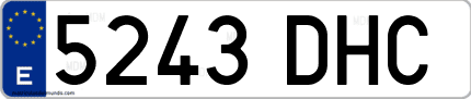 Ejemplo de matrícula de coche ordinaria 5243 DHC