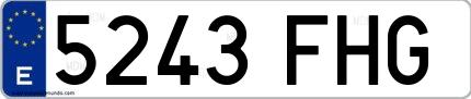 Ejemplo de matrícula española 5243 FHG