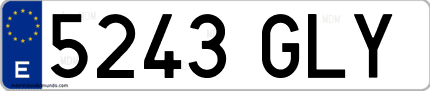 Ejemplo de matrícula de coche ordinaria 5243 GLY