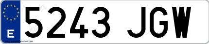 Ejemplo de matrícula española 5243 JGW
