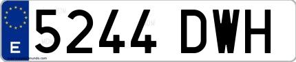 Ejemplo de matrícula española 5244 DWH
