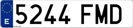 Ejemplo de matrícula española 5244 FMD