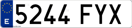 Ejemplo de matrícula de coche ordinaria 5244 FYX