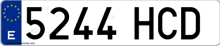 Ejemplo de matrícula de coche ordinaria 5244 HCD