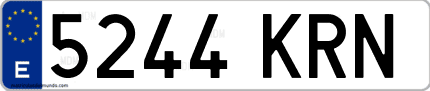 Ejemplo de matrícula de coche ordinaria 5244 KRN