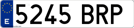 Ejemplo de matrícula de coche ordinaria 5245 BRP