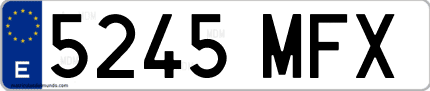 Ejemplo de matrícula de coche ordinaria 5245 MFX