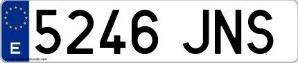 Ejemplo de matrícula española 5246 JNS