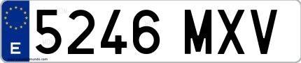 Ejemplo de matrícula española 5246 MXV