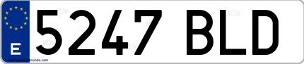 Ejemplo de matrícula española 5247 BLD