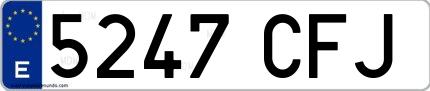 Ejemplo de matrícula española 5247 CFJ