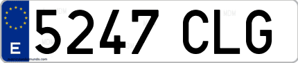 Ejemplo de matrícula de coche ordinaria 5247 CLG
