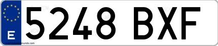 Ejemplo de matrícula española 5248 BXF