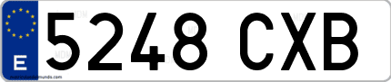 Ejemplo de matrícula de coche ordinaria 5248 CXB