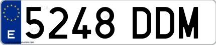 Ejemplo de matrícula española 5248 DDM