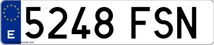 Ejemplo de matrícula española 5248 FSN