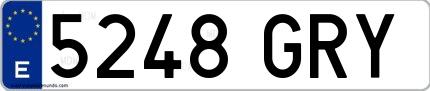 Ejemplo de matrícula española 5248 GRY
