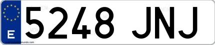 Ejemplo de matrícula de coche ordinaria 5248 JNJ