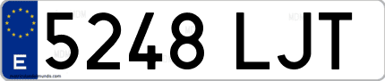Ejemplo de matrícula de coche ordinaria 5248 LJT