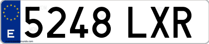Ejemplo de matrícula de coche ordinaria 5248 LXR