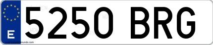 Ejemplo de matrícula española 5250 BRG