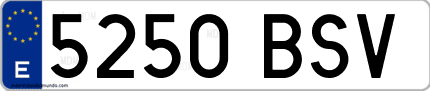 Ejemplo de matrícula de coche ordinaria 5250 BSV