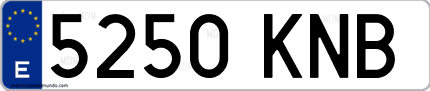 Ejemplo de matrícula de coche ordinaria 5250 KNB