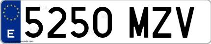 Ejemplo de matrícula española 5250 MZV
