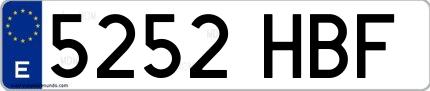 Ejemplo de matrícula española 5252 HBF