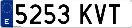 Ejemplo de matrícula de coche ordinaria 5253 KVT
