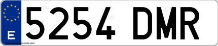 Ejemplo de matrícula española 5254 DMR