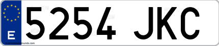 Ejemplo de matrícula de coche ordinaria 5254 JKC