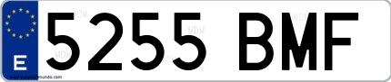 Ejemplo de matrícula española 5255 BMF