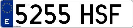 Ejemplo de matrícula española 5255 HSF