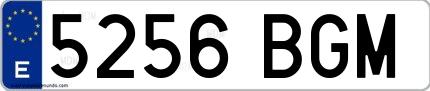Ejemplo de matrícula española 5256 BGM