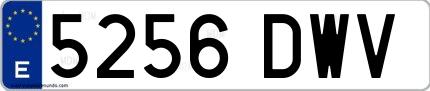 Ejemplo de matrícula española 5256 DWV