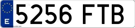 Ejemplo de matrícula española 5256 FTB