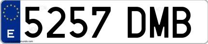 Ejemplo de matrícula española 5257 DMB