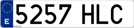 Ejemplo de matrícula de coche ordinaria 5257 HLC