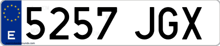 Ejemplo de matrícula de coche ordinaria 5257 JGX