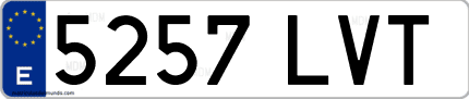Ejemplo de matrícula de coche ordinaria 5257 LVT